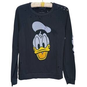 Lauren Moshi x Disney Couture Donald Duck Sweatshirt Black Small Distressed Y2K